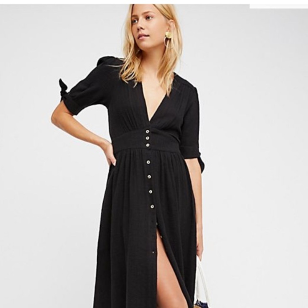 Free People Love of My Life Black Button Down